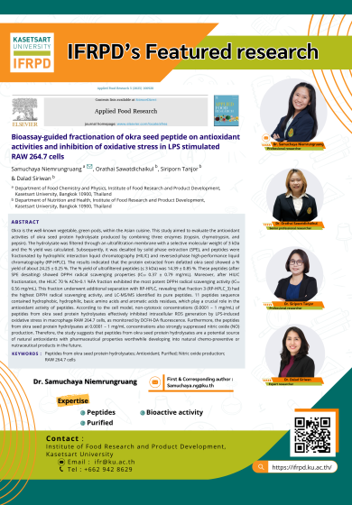 Bioassay-guided fractionation of okra seed peptide on antioxidant activities and inhibition of oxidative stress in LPS stimulated RAW 264.7 cells