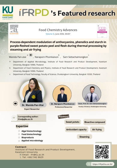Process-dependent modulation of anthocyanins, phenolics and starch in purple-fleshed sweet potato peel and flesh during thermal processing by steaming and air frying