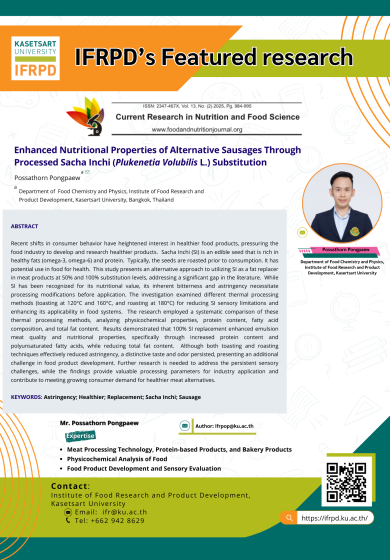 Enhanced Nutritional Properties of Alternative Sausages Through Processed Sacha Inchi (Plukenetia Volubilis L.) Substitution
