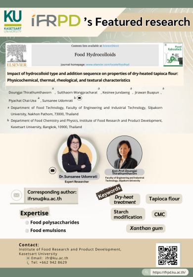 Impact of hydrocolloid type and addition sequence on properties of dry-heated tapioca flour: Physicochemical, thermal, rheological, and textural characteristics