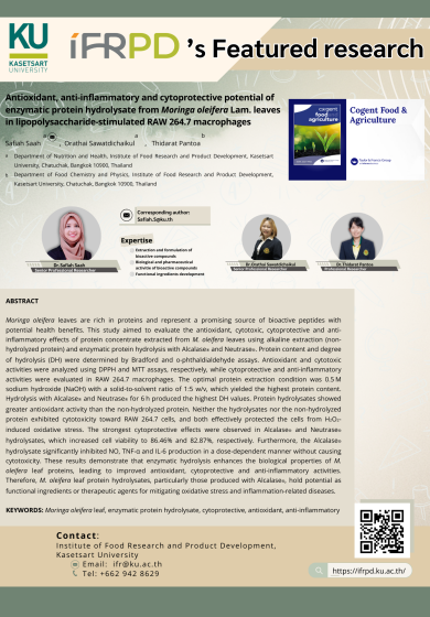 Antioxidant, anti-inflammatory and cytoprotective potential of enzymatic protein hydrolysate from Moringa oleifera Lam. leaves in lipopolysaccharide-stimulated RAW 264.7 macrophages