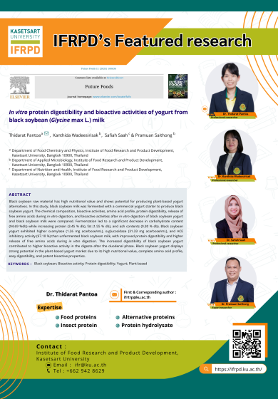 In vitro protein digestibility and bioactive activities of yogurt from black soybean (Glycine max L.) milk